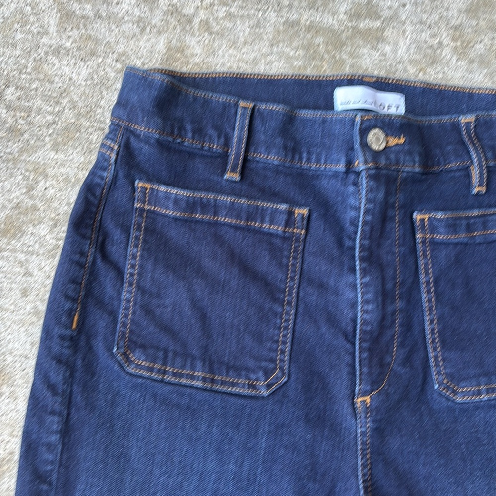 Ann Taylor Loft Dark Blue Slim Flare Jeans - Picture 3 of 15